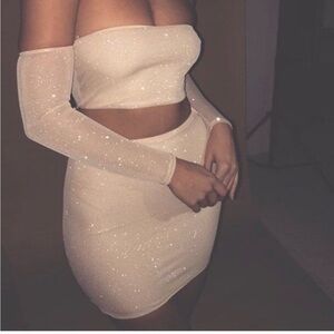 Meshki Glittering Cream Strapless Set